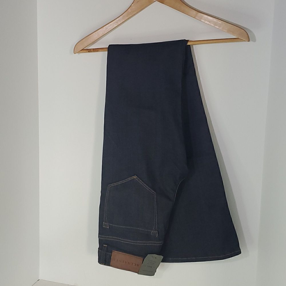 All Saints Raw Indigo Flare Leg Mid Rise Long Stretch Women's Jeans Size 26 NWT